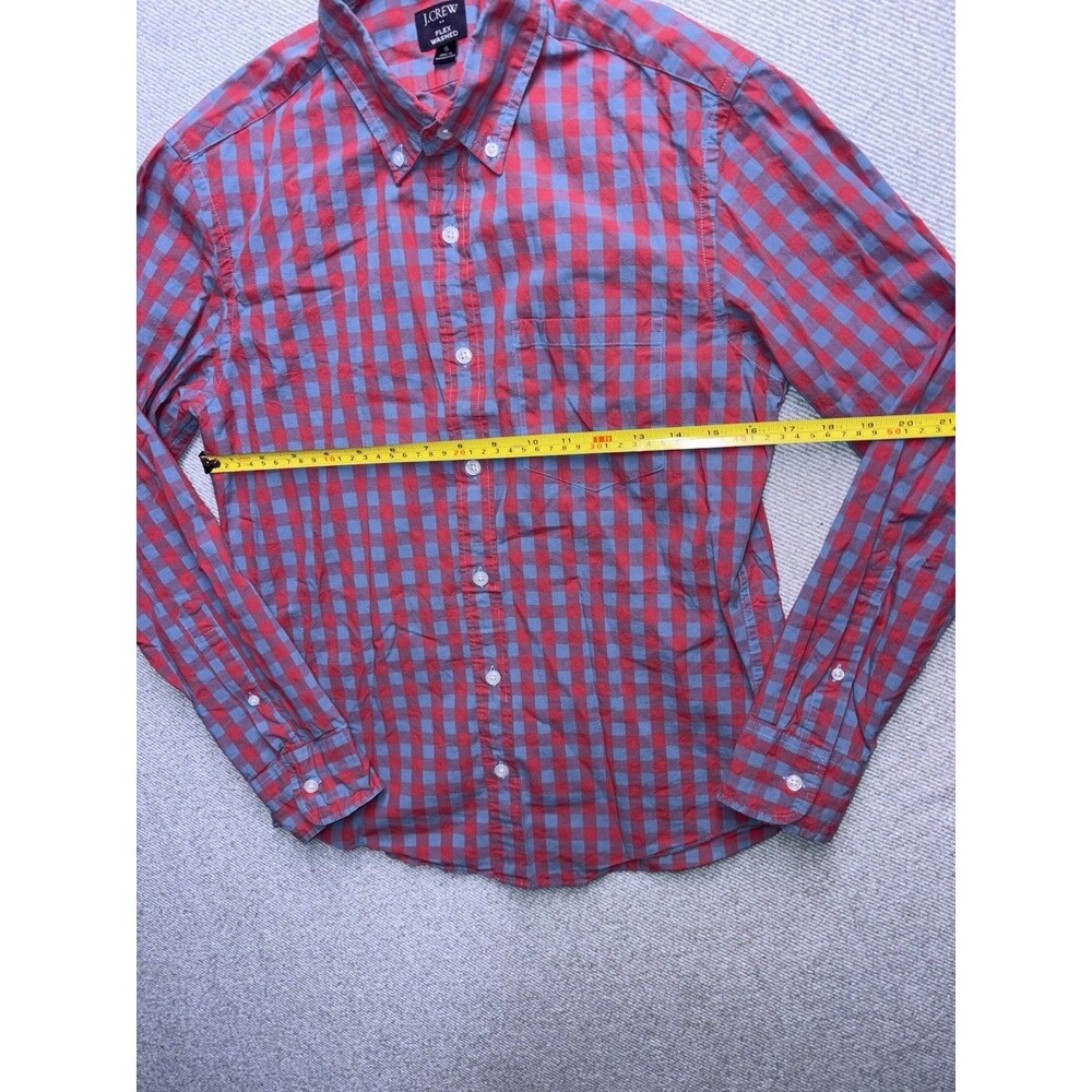 J.Crew "Flex Washed" Slim Untucked Gingham Shirt - Mens Size S - Red And Blue - Picture 5 of 8